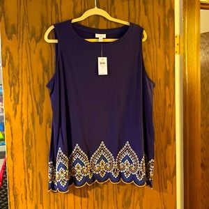 JJill navy embroidered tunic.  Size XL
